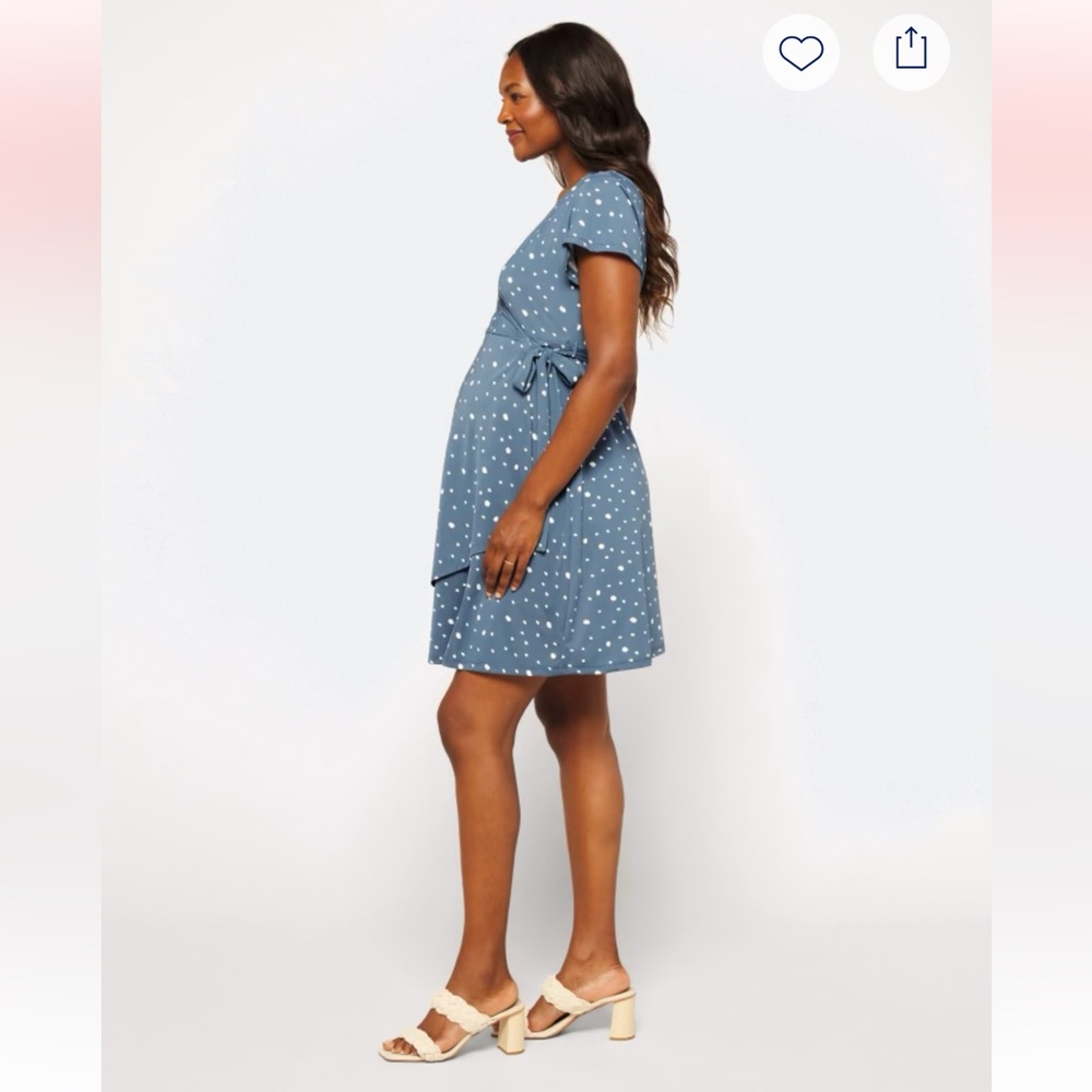 RIPE MATERNITY Liv Maternity Wrap Dress Blue XS - Picture 3 of 13